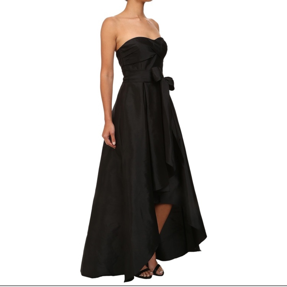 Adrianna Papell Black Hi Low Taffeta Gown Size 12